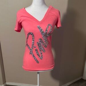 PINK Victoria's Secret Pink Sequin Logo Tee